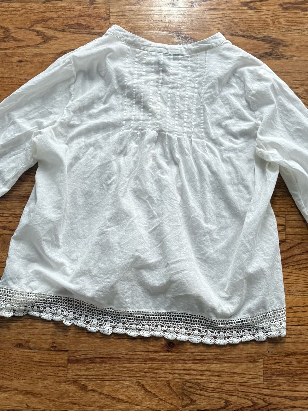 intro. White Crochet-Trim Button-Front Peasant Blouse - Picture 5 of 5